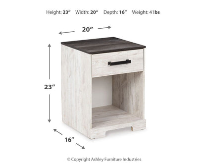 Shawburn - One Drawer Night Stand - Open Cubby - White / Black / Gray by Ashley – view 2