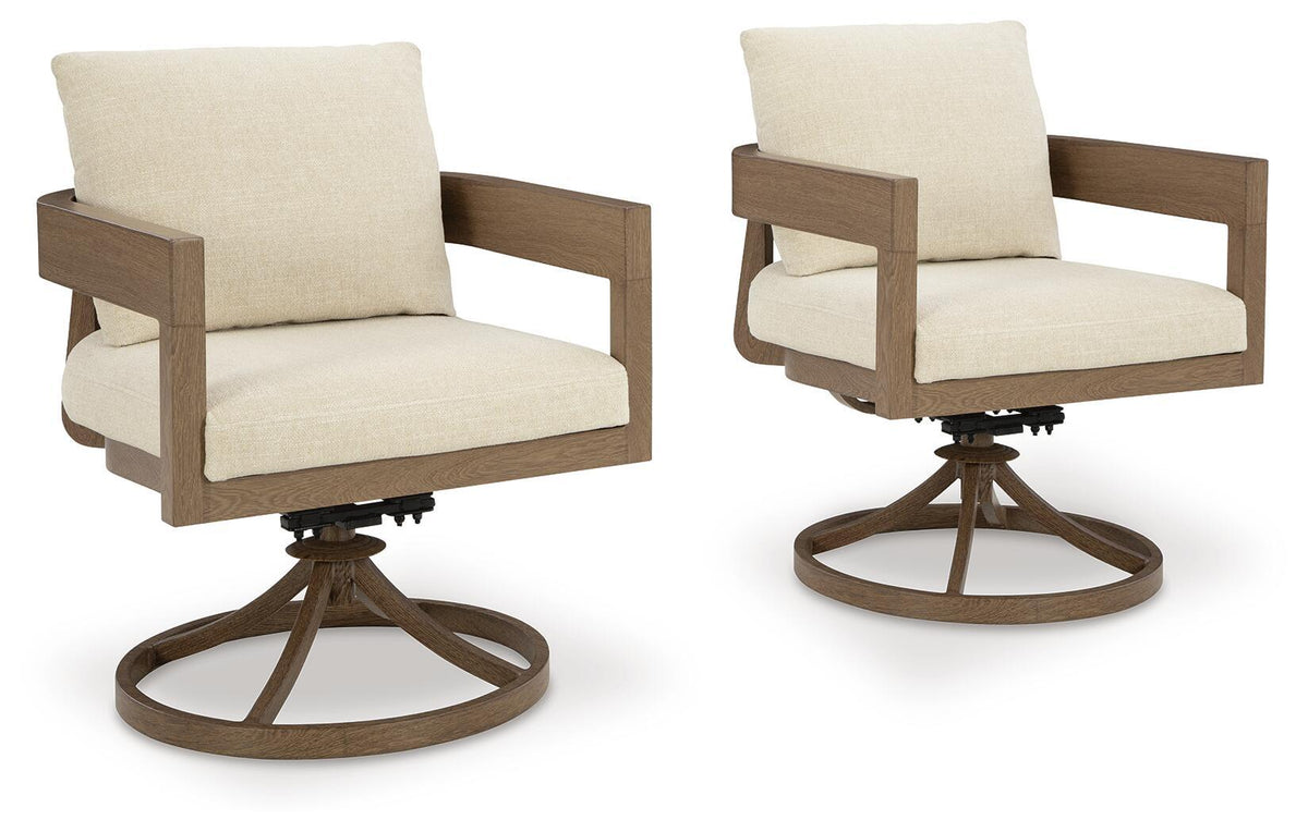 Serene Bay - Swivel Chair With Cushion (Set of 2) - Dark Brown / White by Ashley – Chair Sets