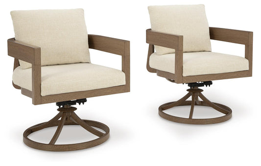 Serene Bay - Swivel Chair With Cushion (Set of 2) - Dark Brown / White by Ashley – Chair Sets