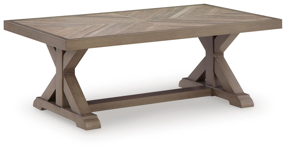Laguna Heights - Rectangular Cocktail Table - Beige by Ashley – Coffee Tables