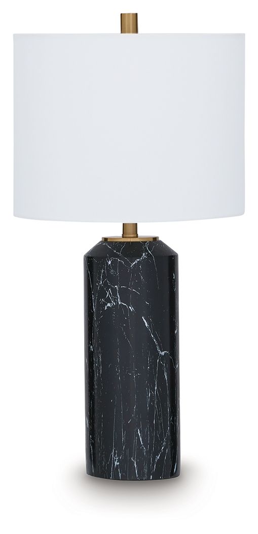 Hanzila - Poly Table Lamp - Black / Gold Finish by Ashley – Table Lamps