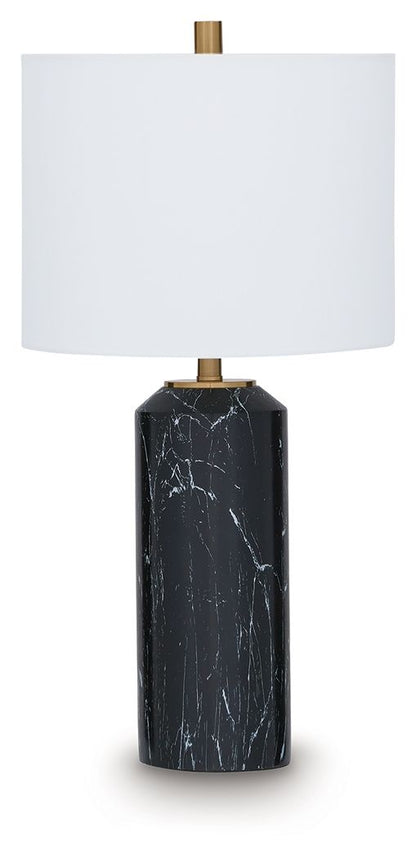 Hanzila - Poly Table Lamp - Black / Gold Finish by Ashley – Table Lamps