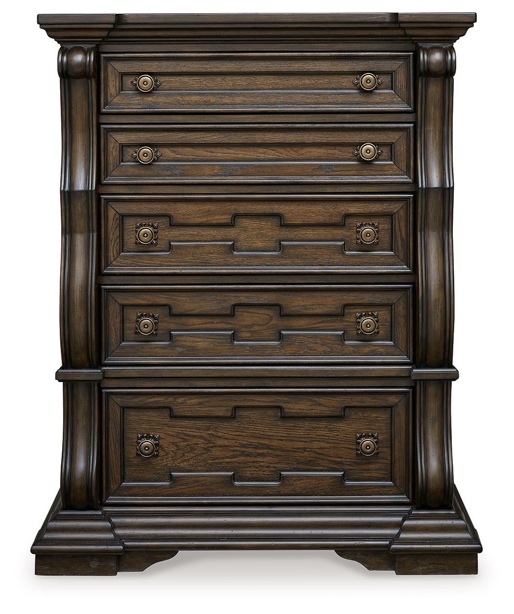 Maylee - Five Drawer Chest - Dark Brown by Ashley – view 2