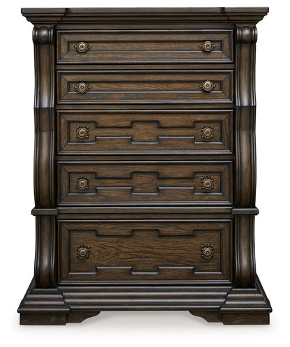 Maylee - Five Drawer Chest - Dark Brown by Ashley – view 2