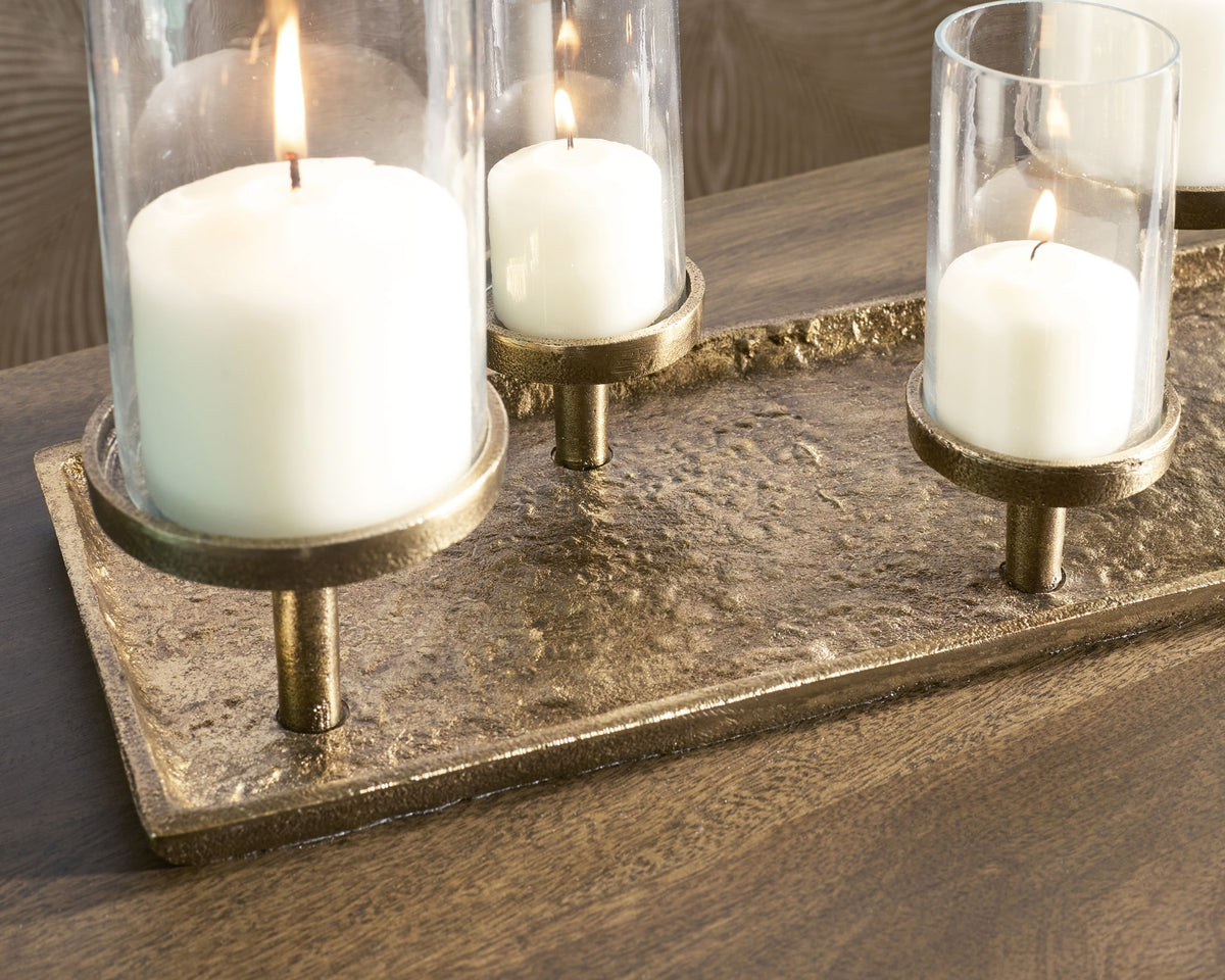 Wallmond - Candle Holder - Antique Brass Finish by Ashley – view 2
