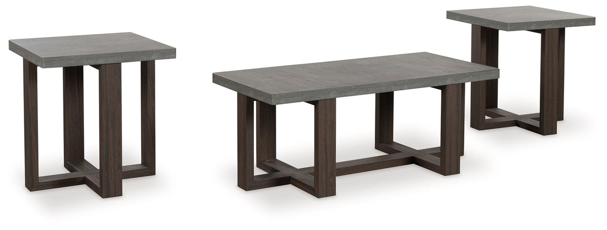 Dynnford - Occasional Table Set (Set of 3) - Gray / Brown by Ashley – Table Sets