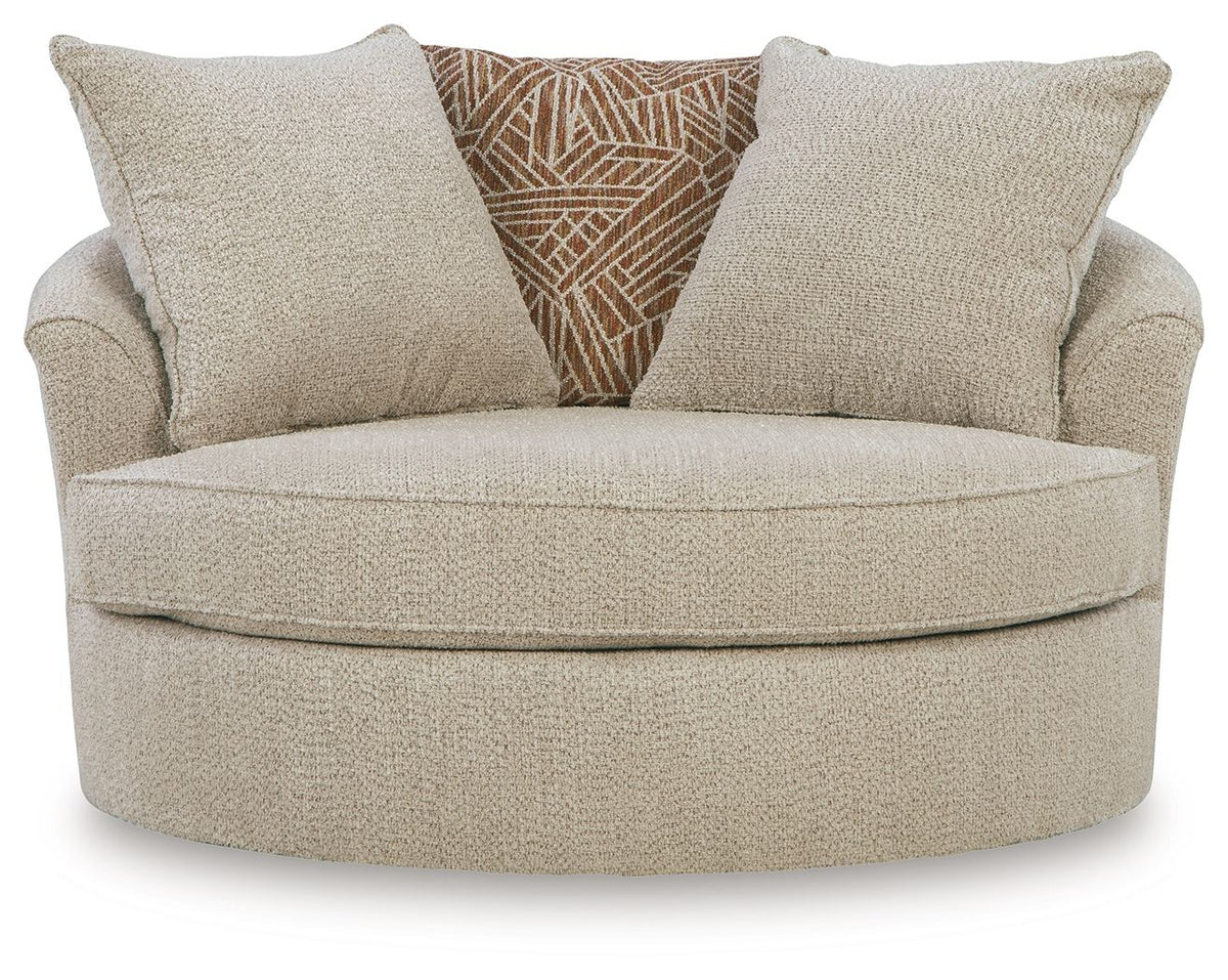 Steelwater Retreat - Oversized Swivel Accent Chair - Latte – view 2