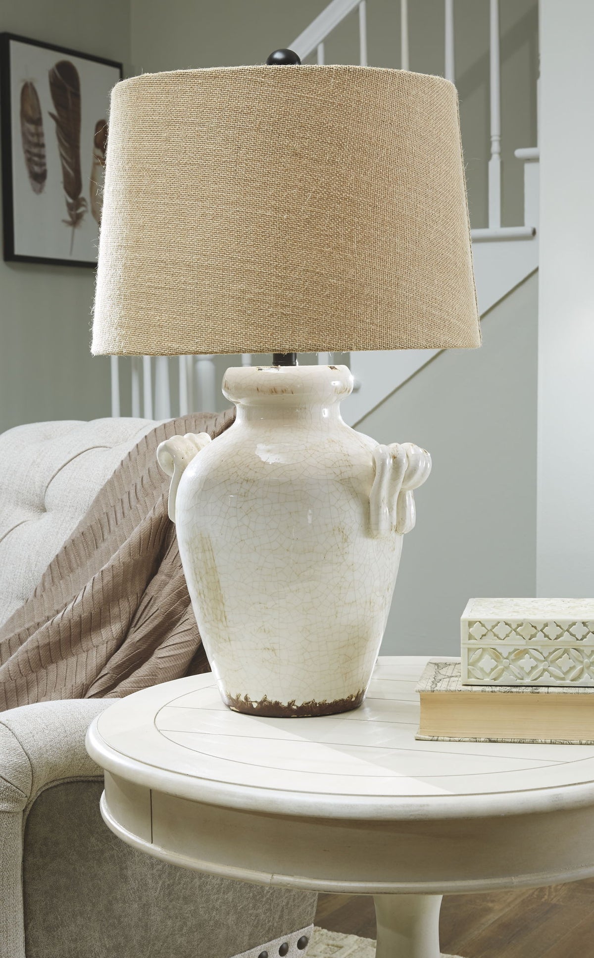 Emelda - Ceramic Table Lamp  - Cream by Ashley – view 2