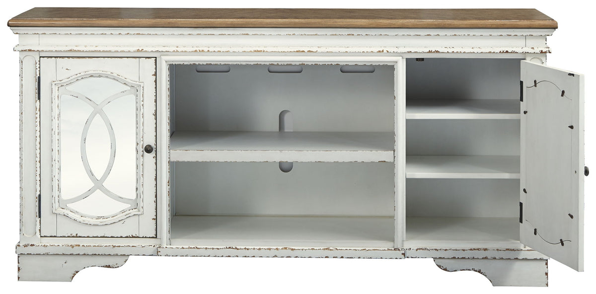 Realyn - XL TV Stand w/Fireplace Option - Chipped White by Ashley – view 2
