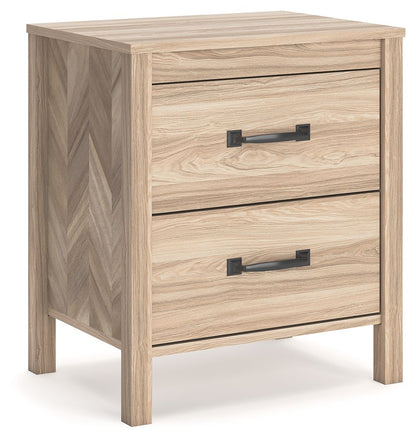 Battelle - Two Drawer Night Stand - Tan by Ashley – Accent Nightstands