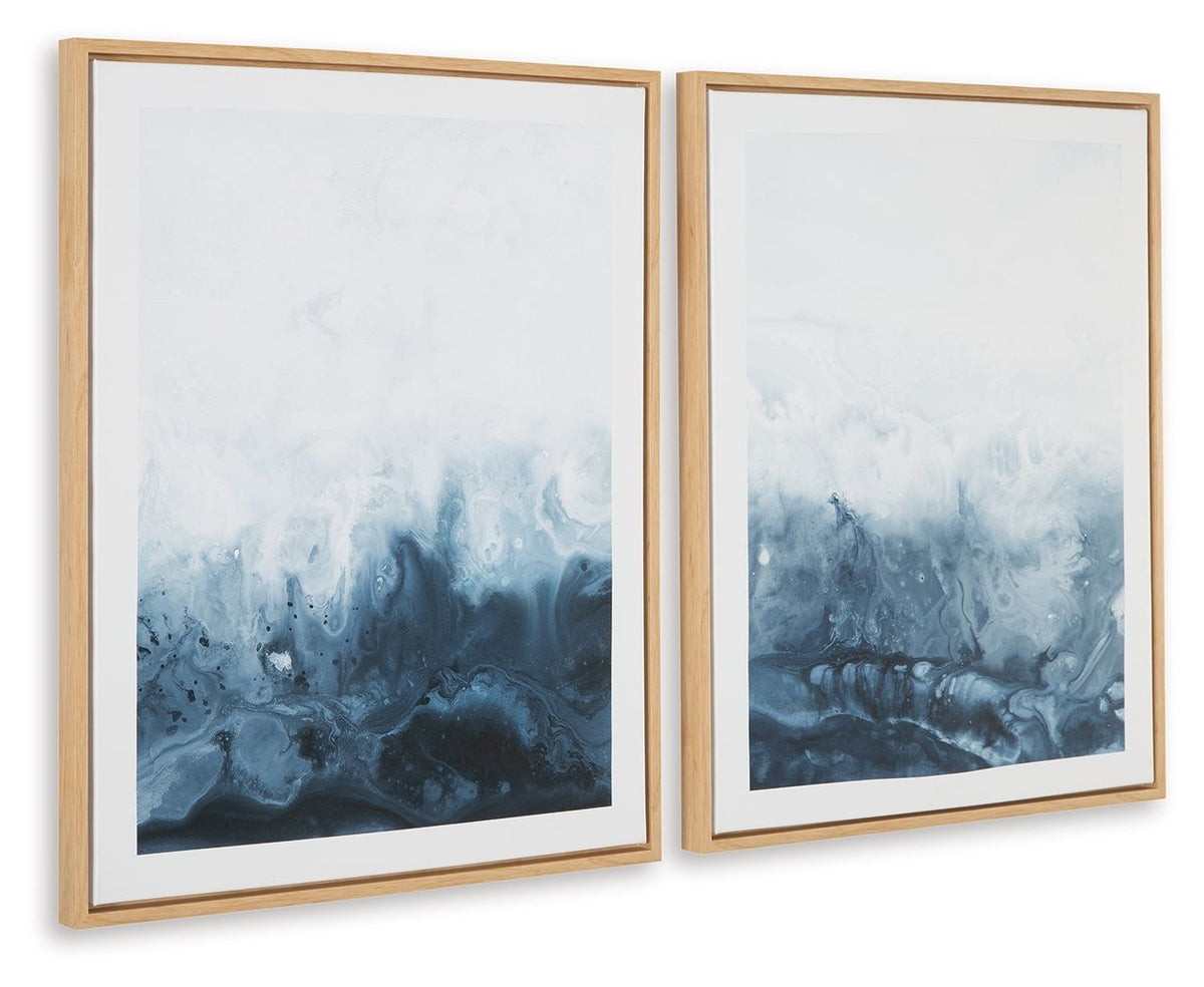 Holport - Wall Art Set (Set of 2) - Blue / White by Ashley – Framed Prints
