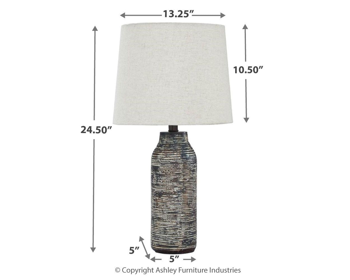 Mahima - Paper Table Lamp (Set of 2) - Black / White by Ashley – view 2
