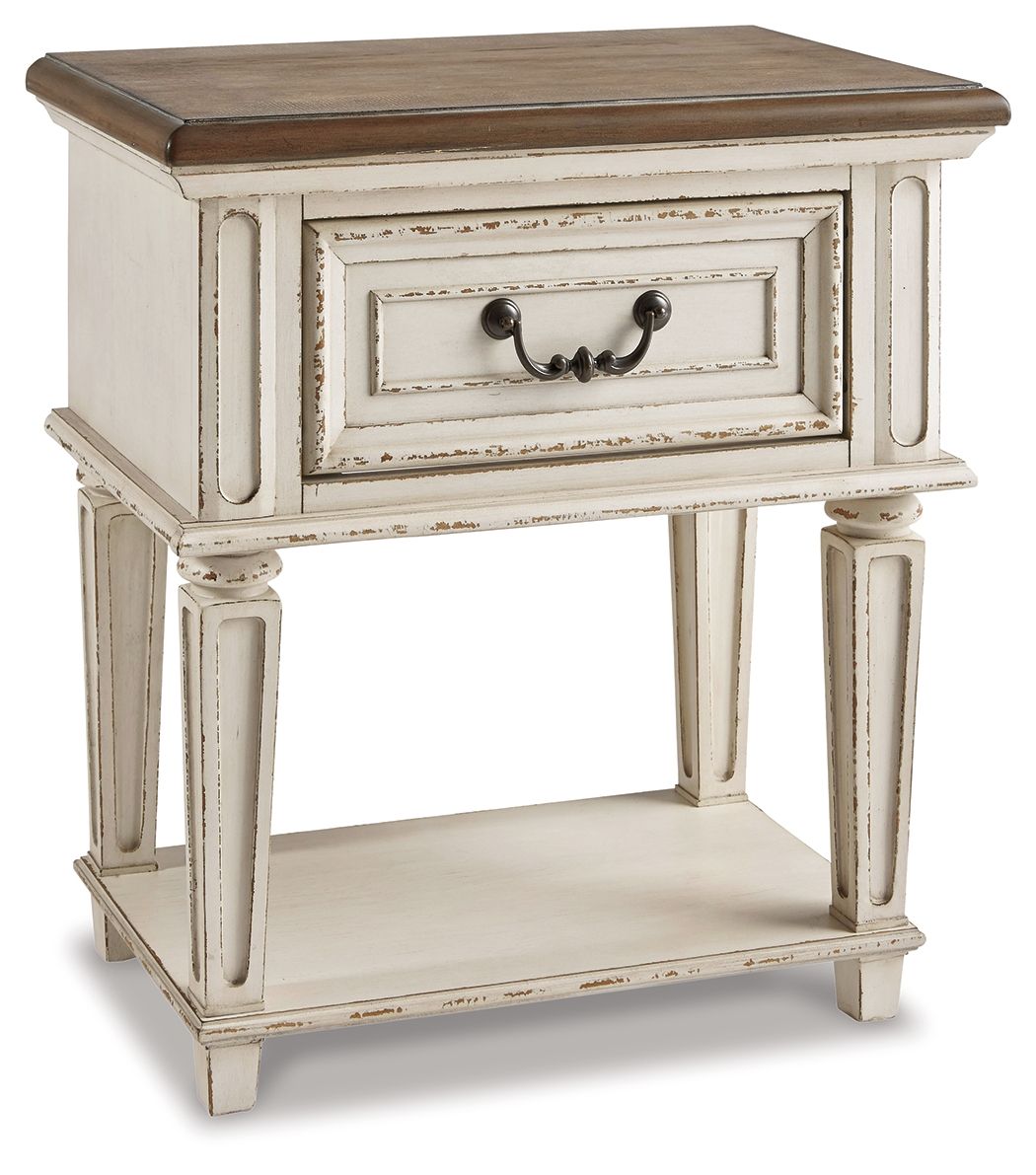 Realyn - One Drawer Night Stand - Chipped White by Ashley – Accent Nightstands