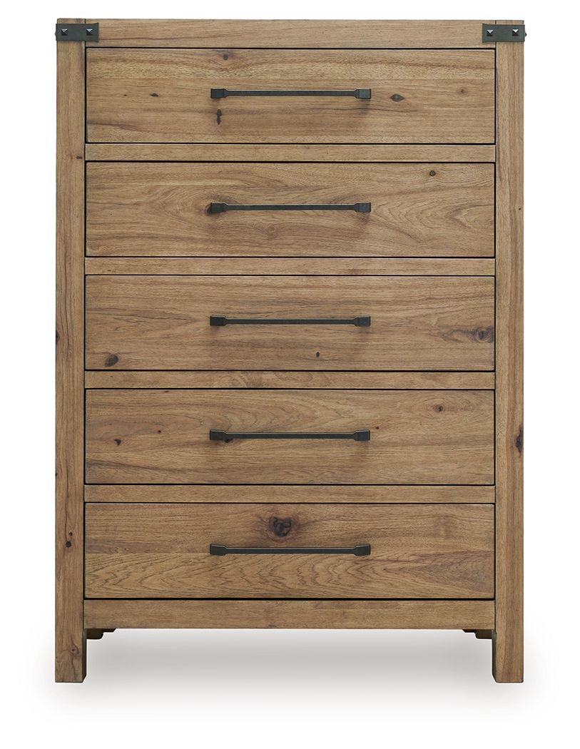 Ridgester - Five Drawer Chest - Light Brown – view 2