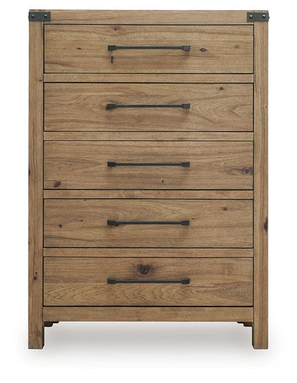 Ridgester - Five Drawer Chest - Light Brown – view 2
