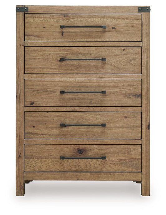 Ridgester - Five Drawer Chest - Light Brown – view 2