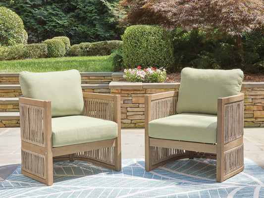 Serena Shores - Lounge Chair With Cushion (Set of 2) - Beige / Green by Ashley – view 2