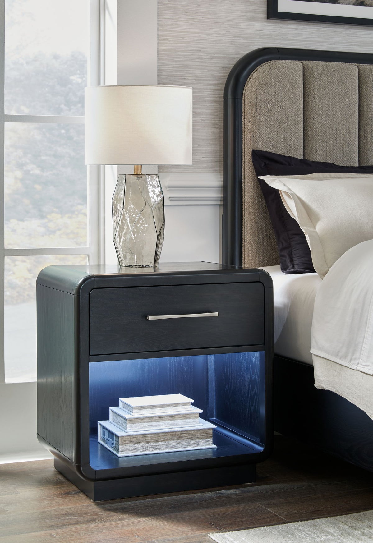 Rowanbeck - One Drawer Night Stand - Black by Ashley – view 2