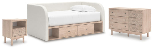 Arloster - 3 Pc. - Twin Day Bed With Storage, Dresser And Nightstand - White – 3 Piece Bedroom Sets