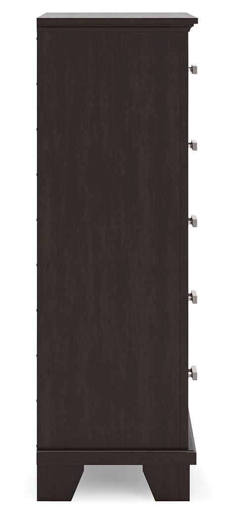 Covetown - Five Drawer Chest - Dark Brown by Ashley – view 2