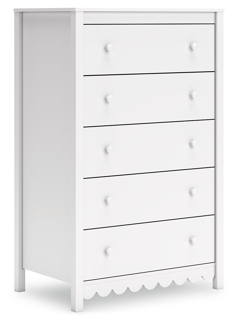 Hallityn - Five Drawer Chest - White by Ashley – Accent Chests
