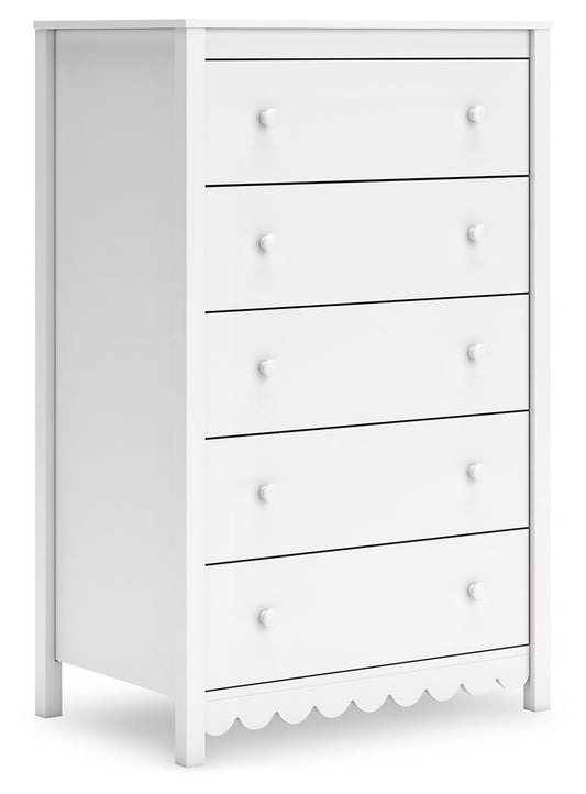 Hallityn - Five Drawer Chest - White by Ashley – Accent Chests