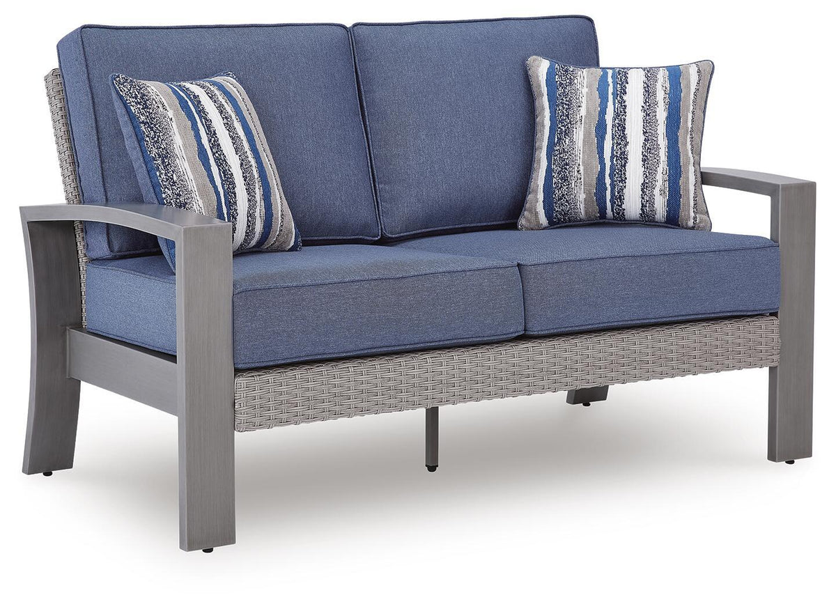 Half Moon Beach - Loveseat With Cushion - Blue / Gray by Ashley – Loveseats