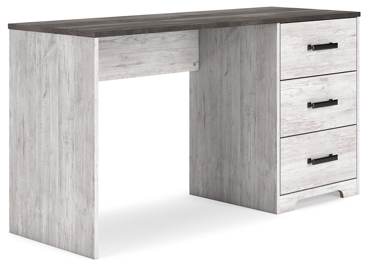 Shawburn - Home Office Desk - White / Dark Charcoal Gray by Ashley – Writing Desks
