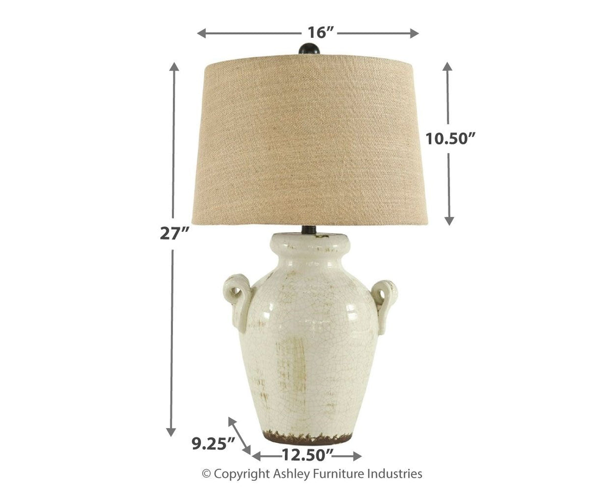 Emelda - Ceramic Table Lamp  - Cream by Ashley – view 3