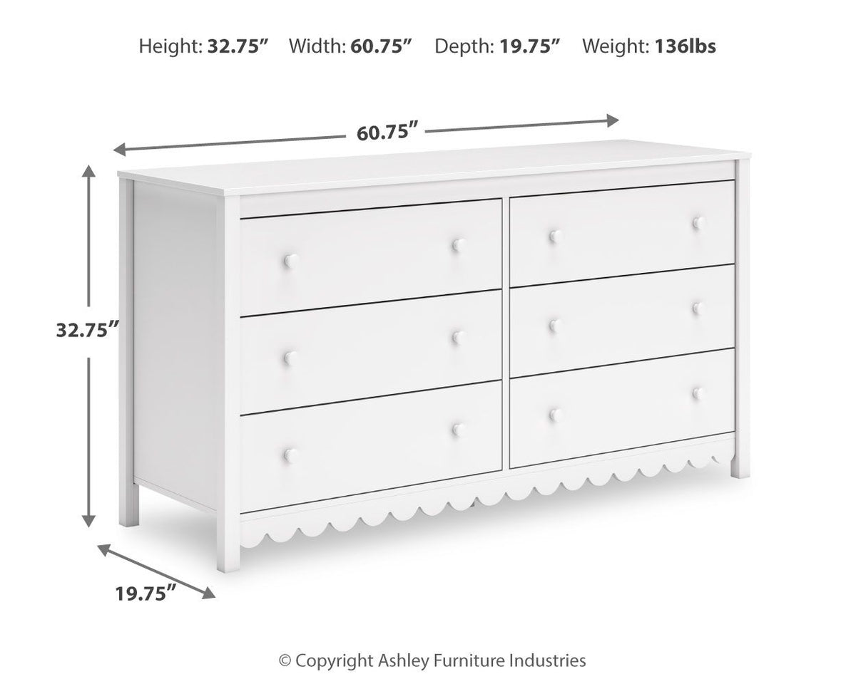 Hallityn - Six Drawer Dresser - White by Ashley – view 2