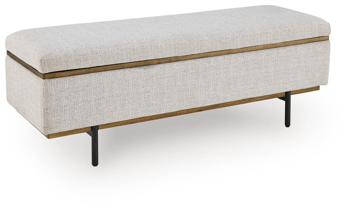 Dettaford Next-Gen Nuvella - Storage Bench - Stone by Ashley – Storage Benches