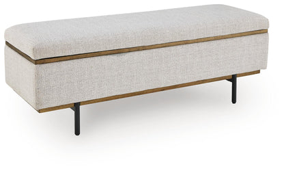 Dettaford Next-Gen Nuvella - Storage Bench - Stone by Ashley – Storage Benches