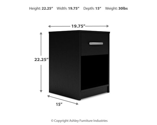 Finch - One Drawer Night Stand - 23" Height - Black by Ashley – view 2