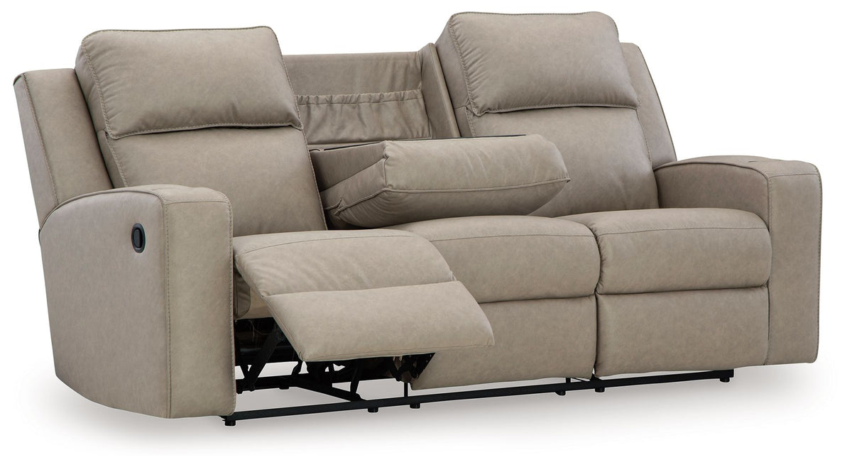 Lavenhorne - Reclining Sofa With Drop Down Table - Pebble by Ashley – view 2