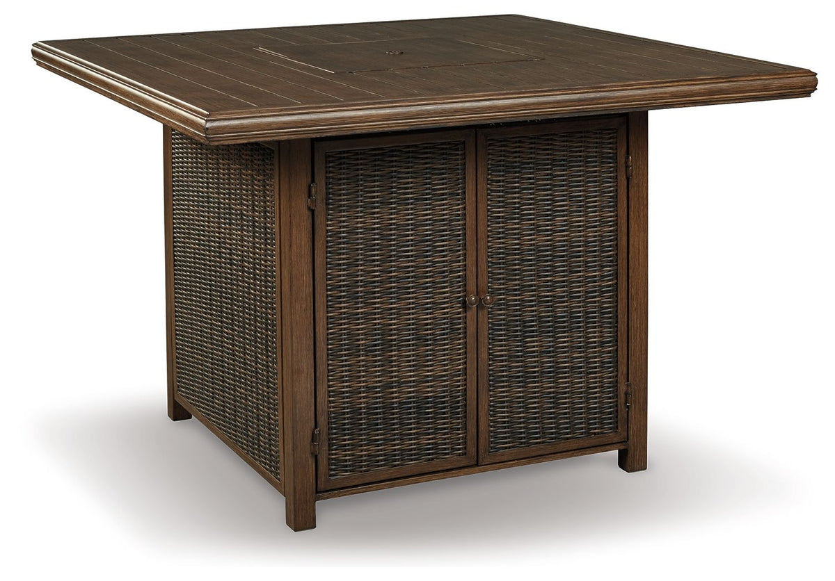 Paradise Trail - Square Bar Table w/Fire Pit - Medium Brown by Ashley – view 2
