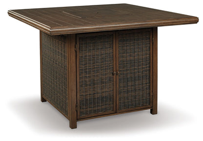 Paradise Trail - Square Bar Table w/Fire Pit - Medium Brown by Ashley – view 2