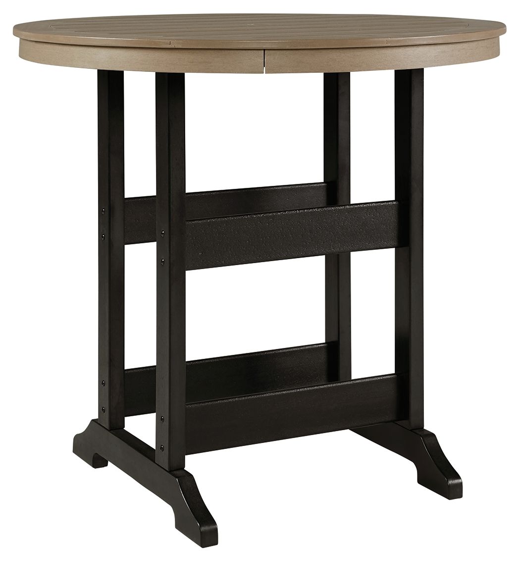 Fairen Trail - Round Bar Table w/Umb OPT - Black / Driftwood by Ashley – Bar Tables