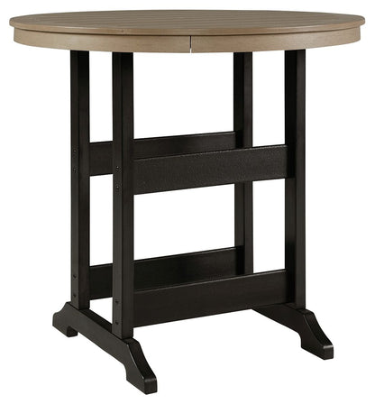 Fairen Trail - Round Bar Table w/Umb OPT - Black / Driftwood by Ashley – Bar Tables