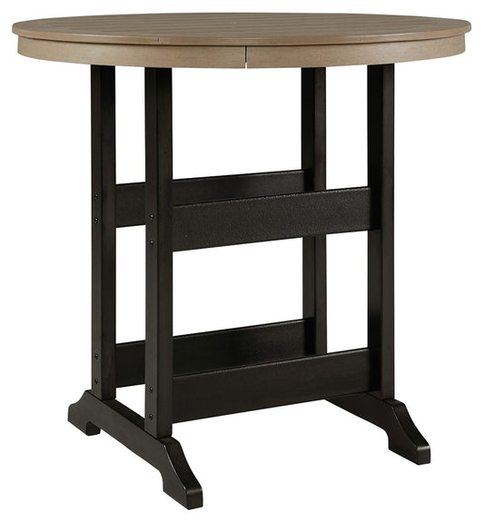 Fairen Trail - Round Bar Table w/Umb OPT - Black / Driftwood by Ashley – Bar Tables