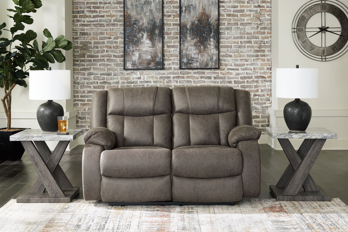 First Base - Reclining Loveseat - Gunmetal by Ashley – view 2
