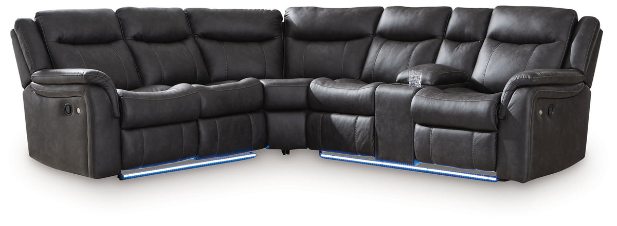 Sultan Meadow - 2-Piece Reclining Sectional - Carbon by Ashley – Reclining Sectionals