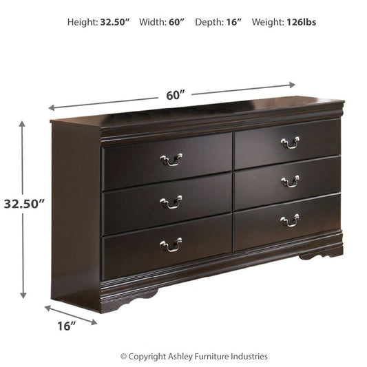 Huey Vineyard - Six Drawer Dresser - Black by Ashley – view 2