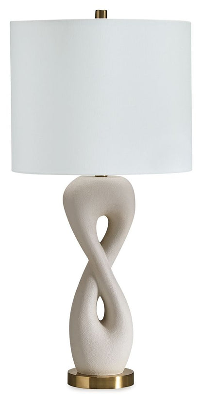 Judrich - Poly Table Lamp - White / Gold Finish by Ashley – Table Lamps