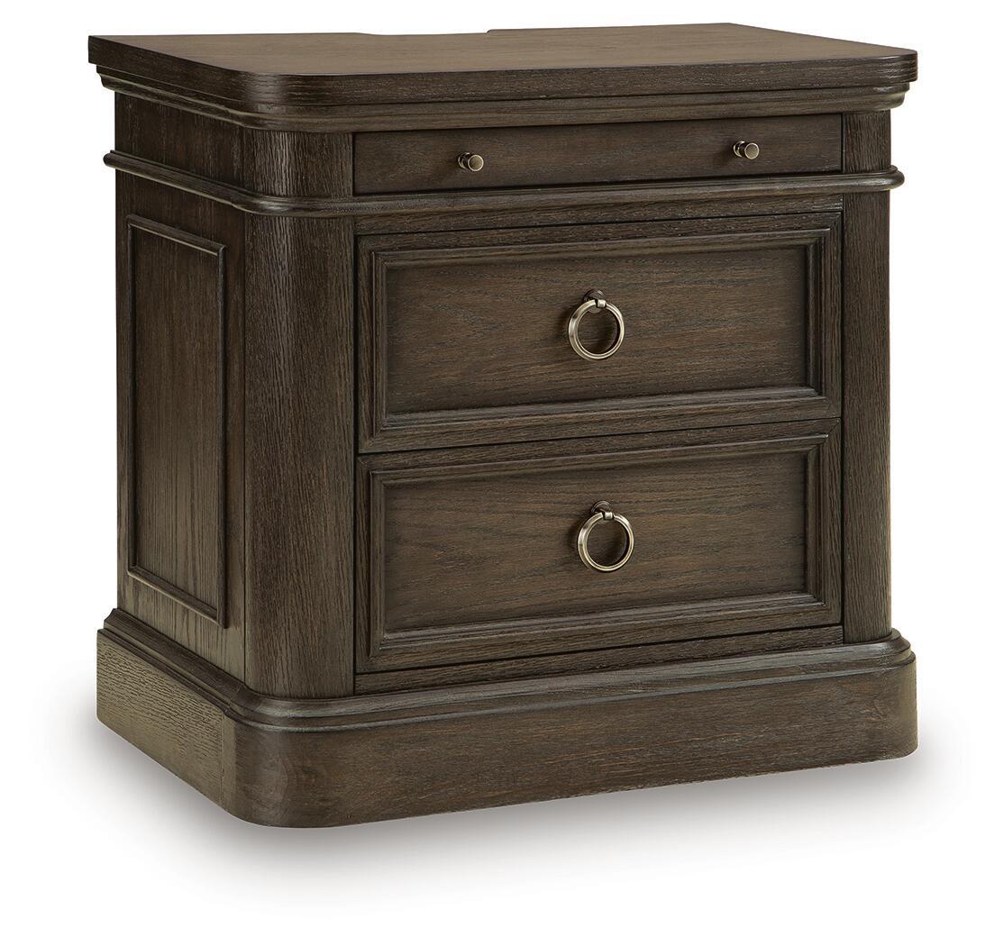 Wickenger - Two Drawer Night Stand - Dark Brown by Ashley – Nightstands w/ Charging Stations