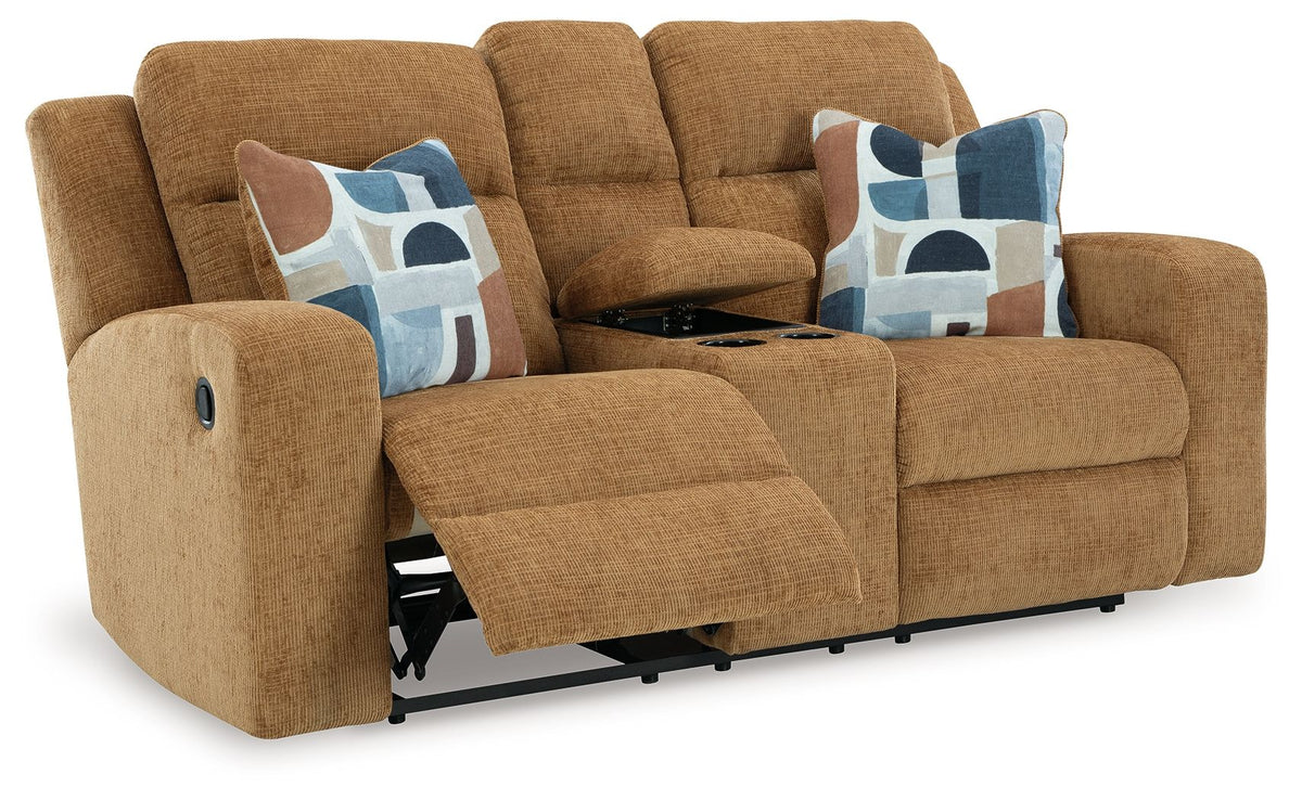 Kanlow - Dbl Reclining Loveseat With Console - Honey by Ashley – view 2