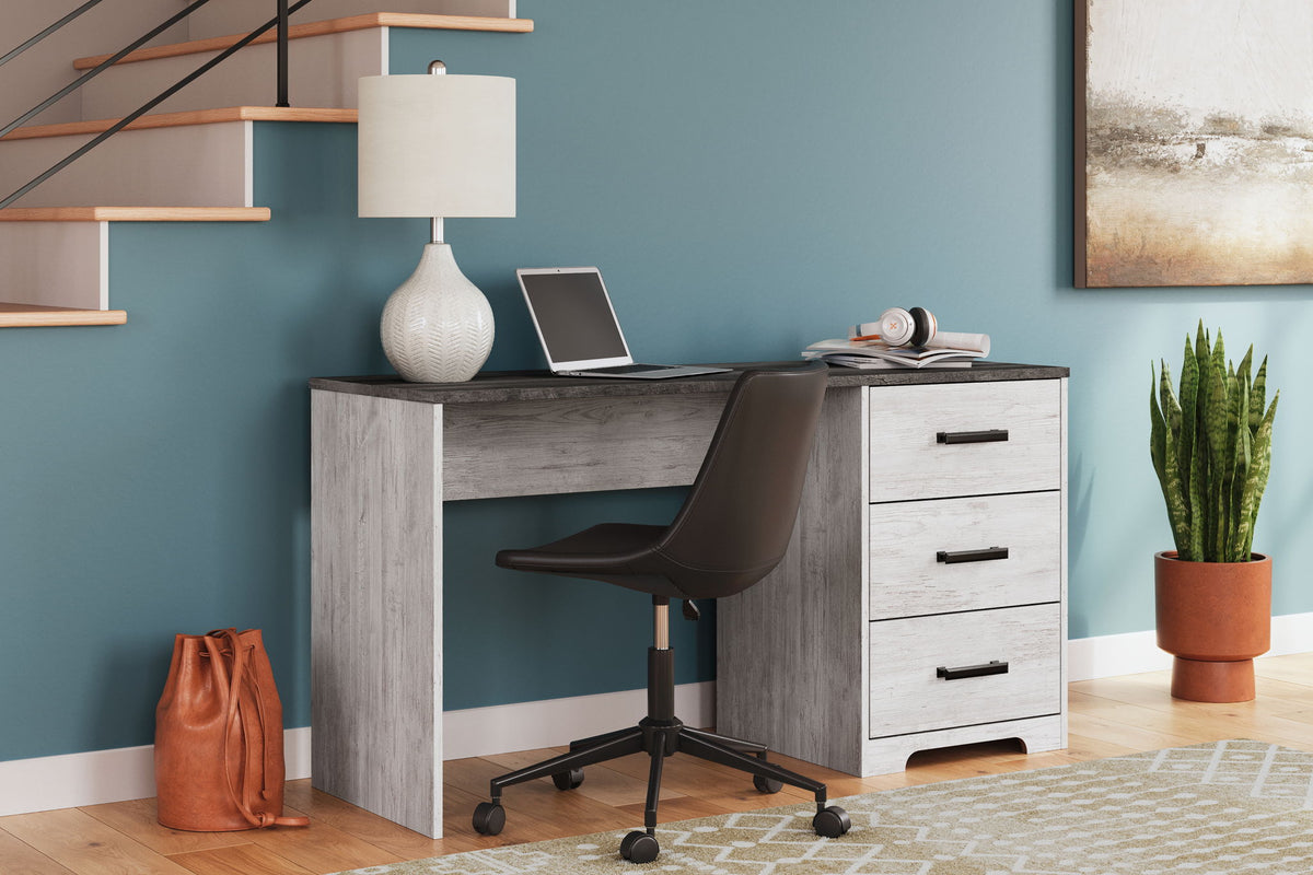 Shawburn - Home Office Desk - White / Dark Charcoal Gray by Ashley – view 2