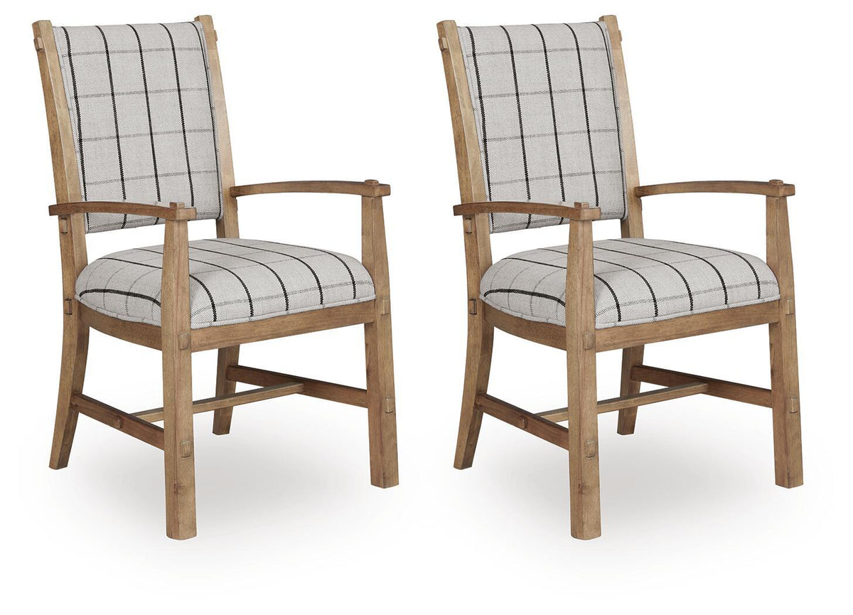 Ridgester - Dining Upholstered Arm Chair (Set of 2) - Light Brown – Chair Sets