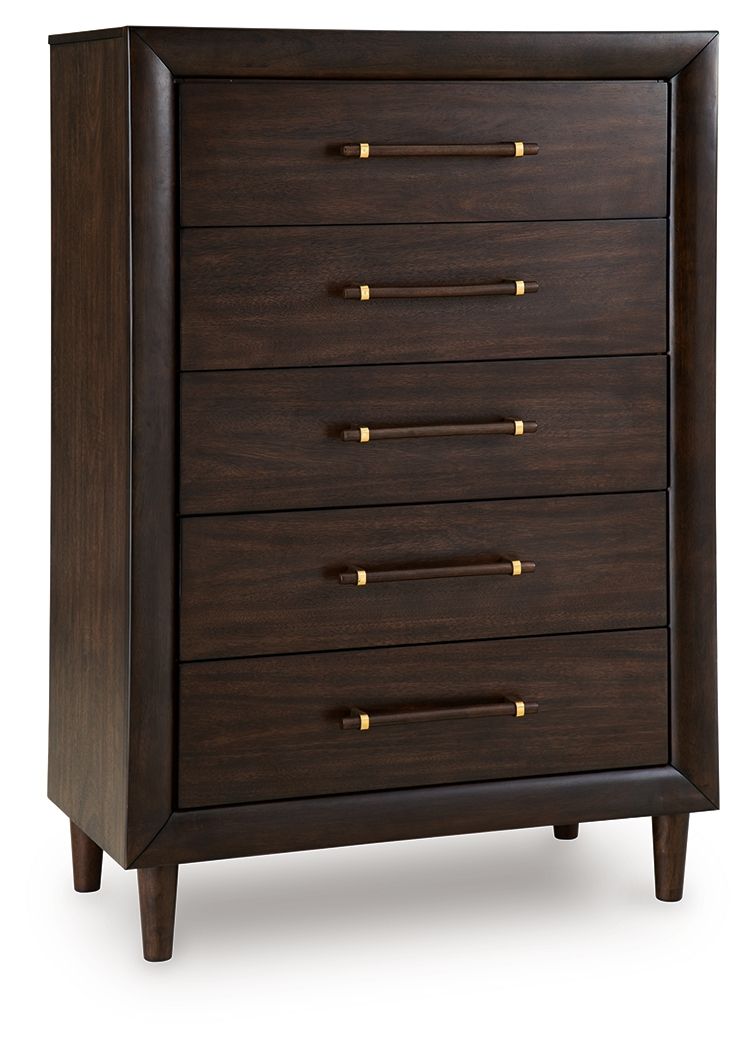Dantenton - Five Drawer Chest - Merlot – Accent Chests