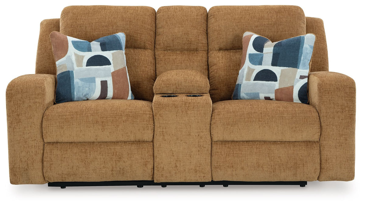 Kanlow - Dbl Reclining Loveseat With Console - Honey by Ashley – view 3