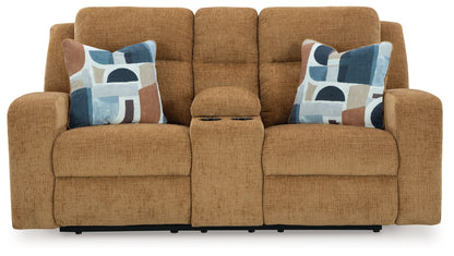 Kanlow - Dbl Reclining Loveseat With Console - Honey by Ashley – view 3